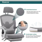 Chaise de bureau ergonomique avec repose-pieds rétractable, Chaise de jeu avec coussin de soutien lombaire et accoudoirs rembourrés, Chaise pivotante pour bureau