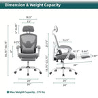 Chaise de bureau ergonomique avec repose-pieds rétractable, Chaise de jeu avec coussin de soutien lombaire et accoudoirs rembourrés, Chaise pivotante pour bureau