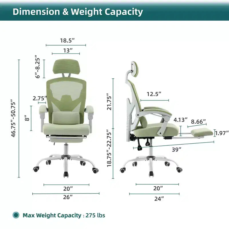 Chaise de bureau ergonomique avec repose-pieds rétractable, Chaise de jeu avec coussin de soutien lombaire et accoudoirs rembourrés, Chaise pivotante pour bureau