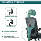 Chaise de bureau ergonomique avec repose-pieds rétractable, Chaise de jeu avec coussin de soutien lombaire et accoudoirs rembourrés, Chaise pivotante pour bureau