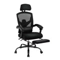 TUYOHW Ergonomic Office Chair with Retractable Footrest, Gaming Chair with Lumbar Support Pillow and Padded Armrests, Swivel Chair for Office