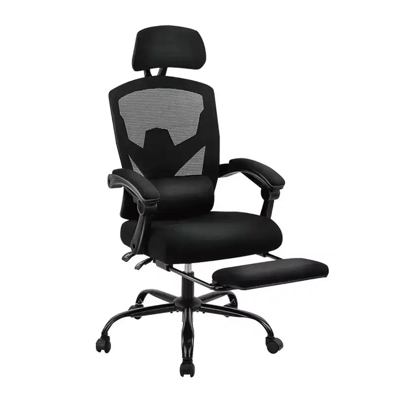 TUYOHW Ergonomic Office Chair with Retractable Footrest, Gaming Chair with Lumbar Support Pillow and Padded Armrests, Swivel Chair for Office