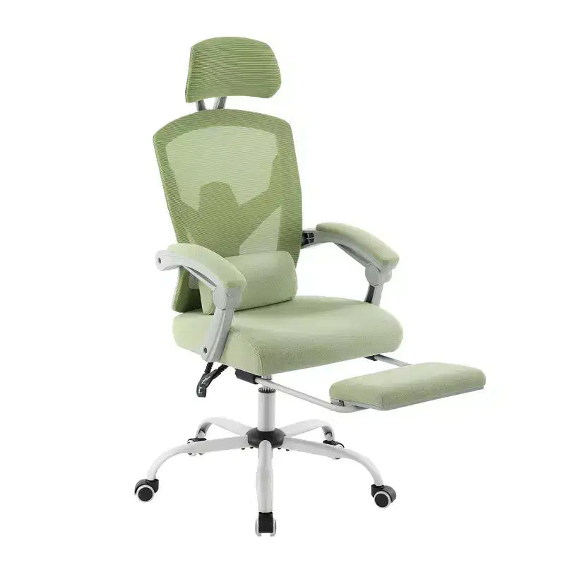 Chaise de bureau ergonomique avec repose-pieds rétractable, Chaise de jeu avec coussin de soutien lombaire et accoudoirs rembourrés, Chaise pivotante pour bureau
