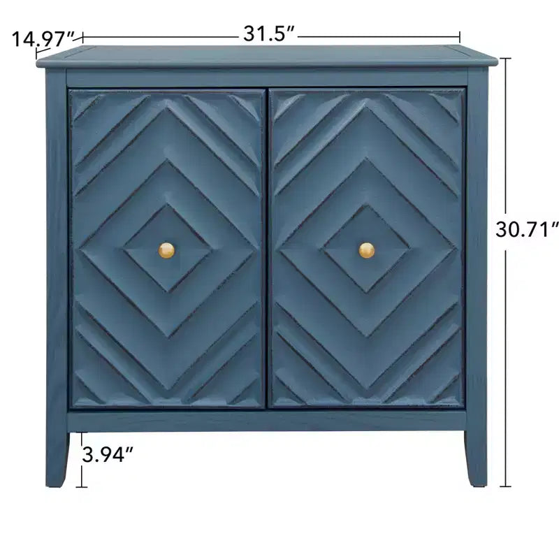 Meuble de rangement moderne en bois avec portes magnétiques à relief géométrique