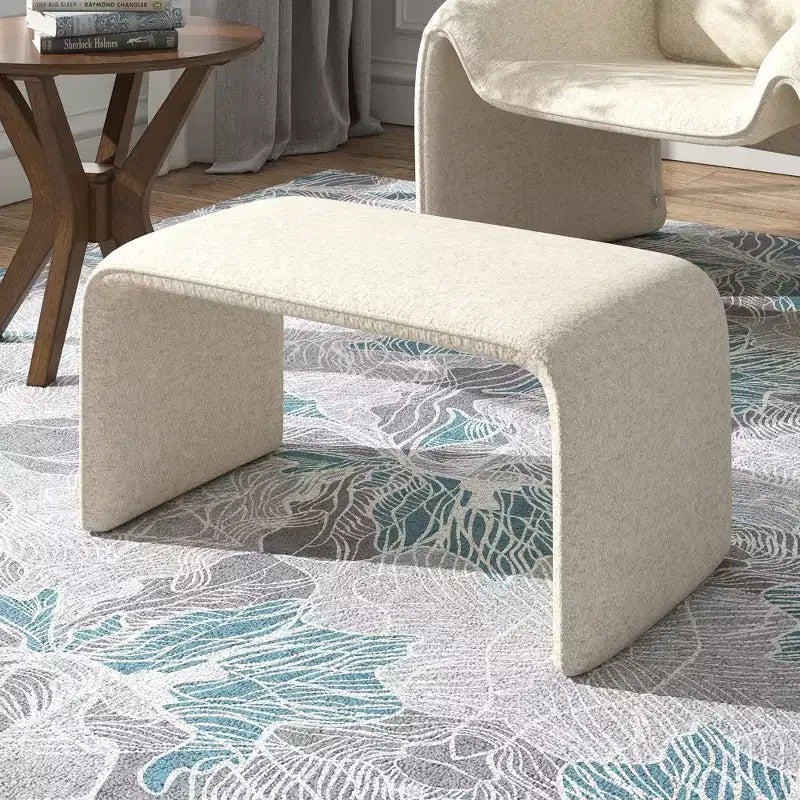 Pouf ottoman contemporain rembourré – Repose-pieds polyvalent et siège d'appoint pour le salon