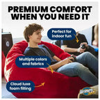 Pouf Poire Géant de 180 cm avec Repose-Pieds, Fauteuil XL, Daim Camel