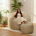 Ultimate Sack 6ft Bean Bag Chair and Footstool, Oversized Lounger, Camel Fur