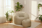 Ultimate Sack 6ft Bean Bag Chair and Footstool, Oversized Lounger, Camel Fur