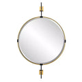 Uttermost Guardrail Antique Brass 31 x 47 3/4 Round Wall Mirror