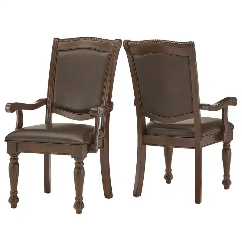 Torrin Brown Faux Leather W/ Arms Dining Chairs (Set of 2) - Cherry - iNSPIREQ
