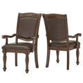 Torrin Brown Faux Leather W/ Arms Dining Chairs (Set of 2) - Cherry - iNSPIREQ