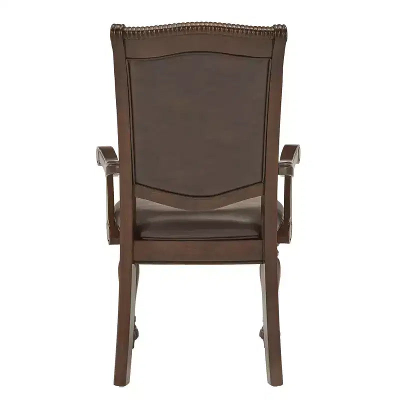 Chaises de salle à manger en similicuir marron avec accoudoirs (lot de 2) - Merisier