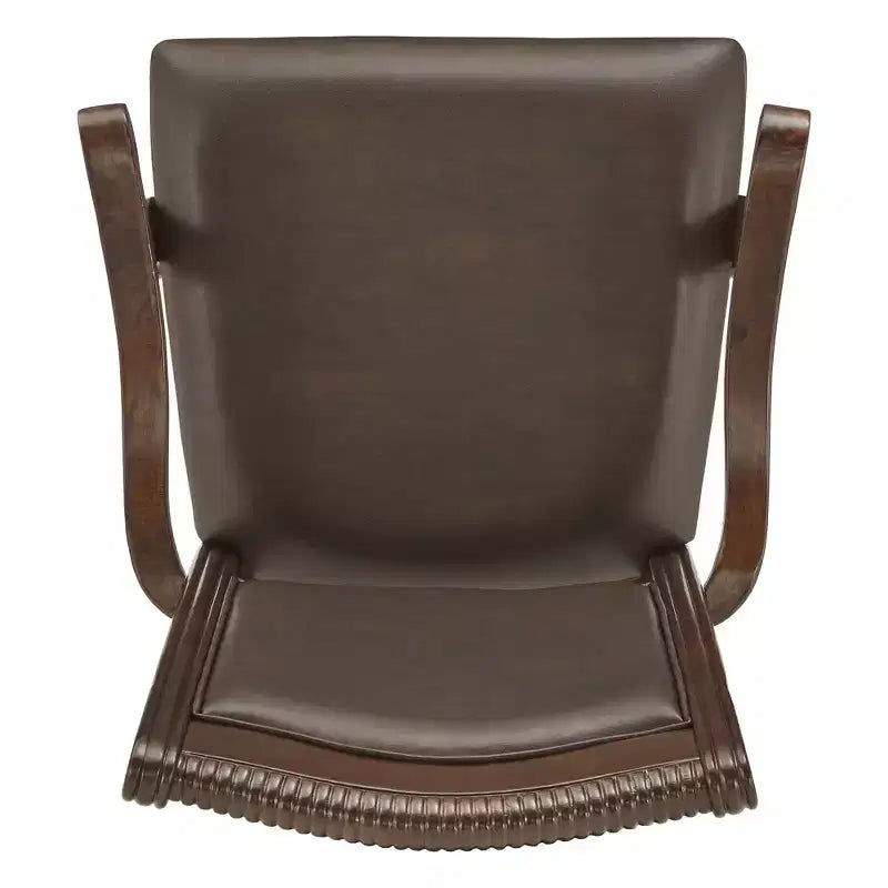 Chaises de salle à manger en similicuir marron avec accoudoirs (lot de 2) - Merisier