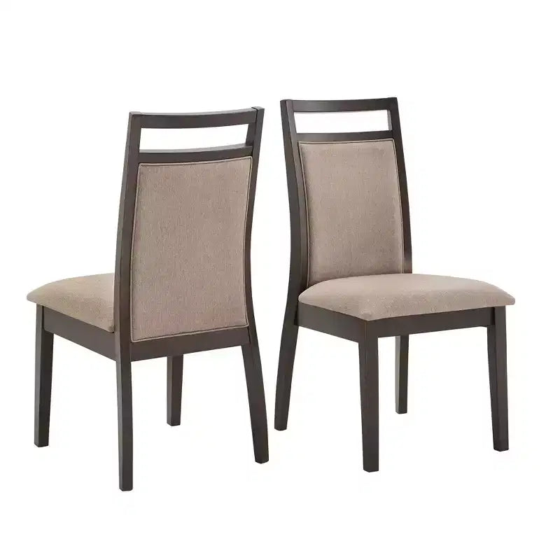 Krista Espresso and Grey Linen Dining Chair (Set of 2) - Brown - iNSPIREQ