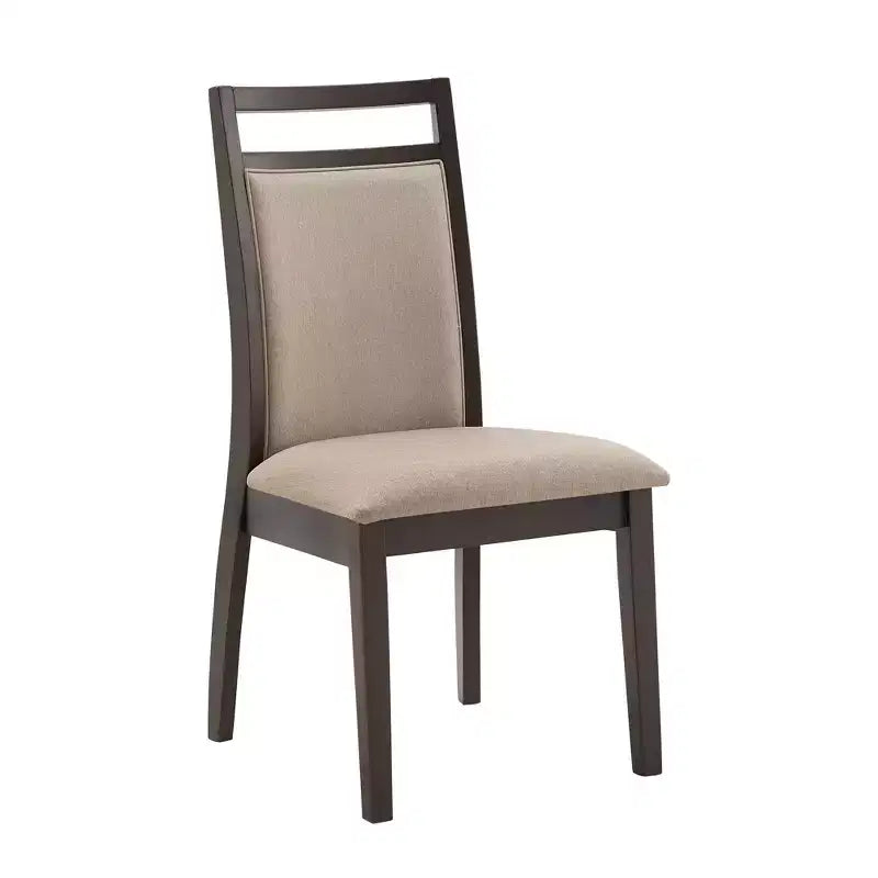 Chaise de salle à manger Espresso et lin gris (lot de 2) - Marron