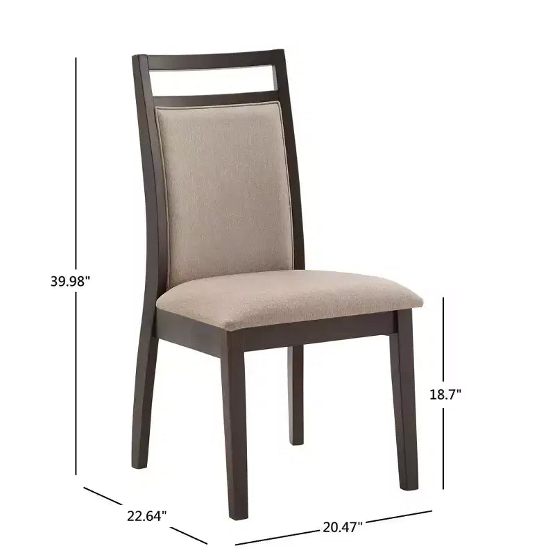Chaise de salle à manger Espresso et lin gris (lot de 2) - Marron