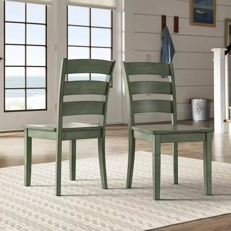Chaises de salle à manger en bois à dossier échelle (lot de 2)