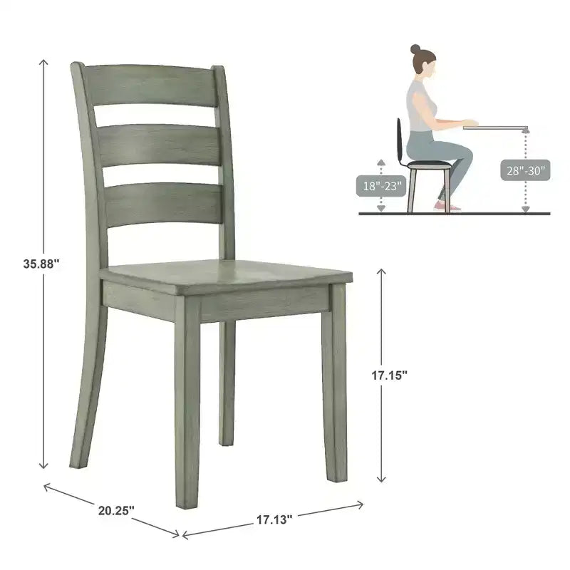 Chaises de salle à manger en bois à dossier échelle (lot de 2)