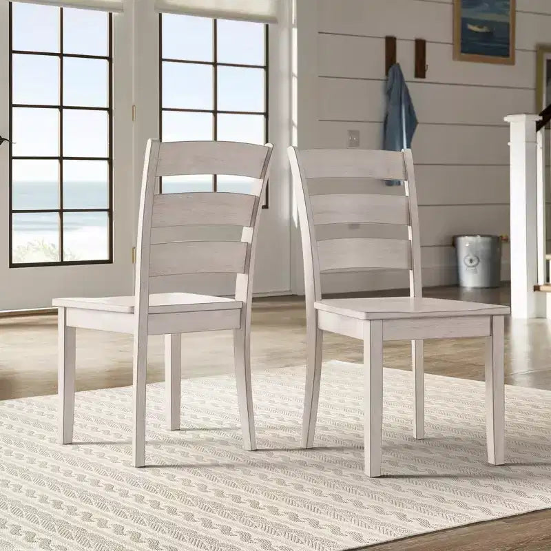 Chaises de salle à manger en bois à dossier échelle (lot de 2)