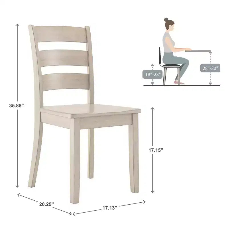 Chaises de salle à manger en bois à dossier échelle (lot de 2)