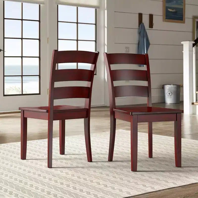 Chaises de salle à manger en bois à dossier échelle (lot de 2)