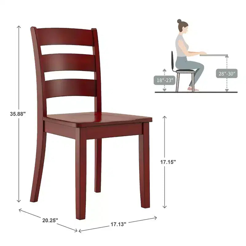 Chaises de salle à manger en bois à dossier échelle (lot de 2)