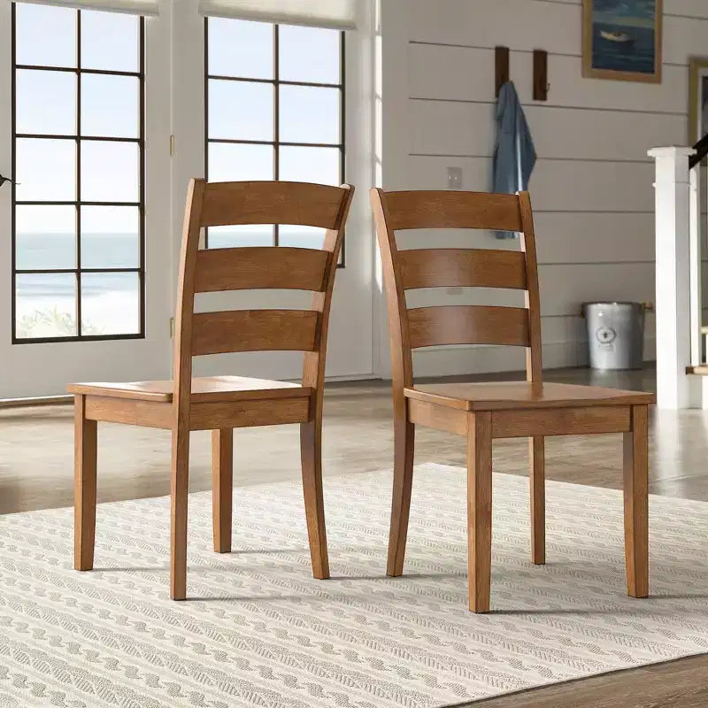 Chaises de salle à manger en bois à dossier échelle (lot de 2)