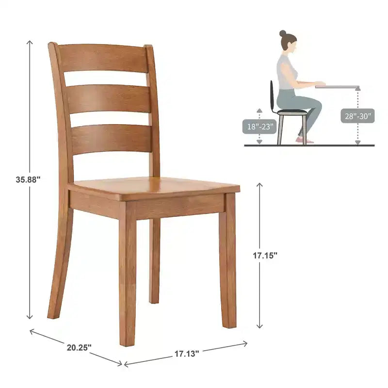 Chaises de salle à manger en bois à dossier échelle (lot de 2)
