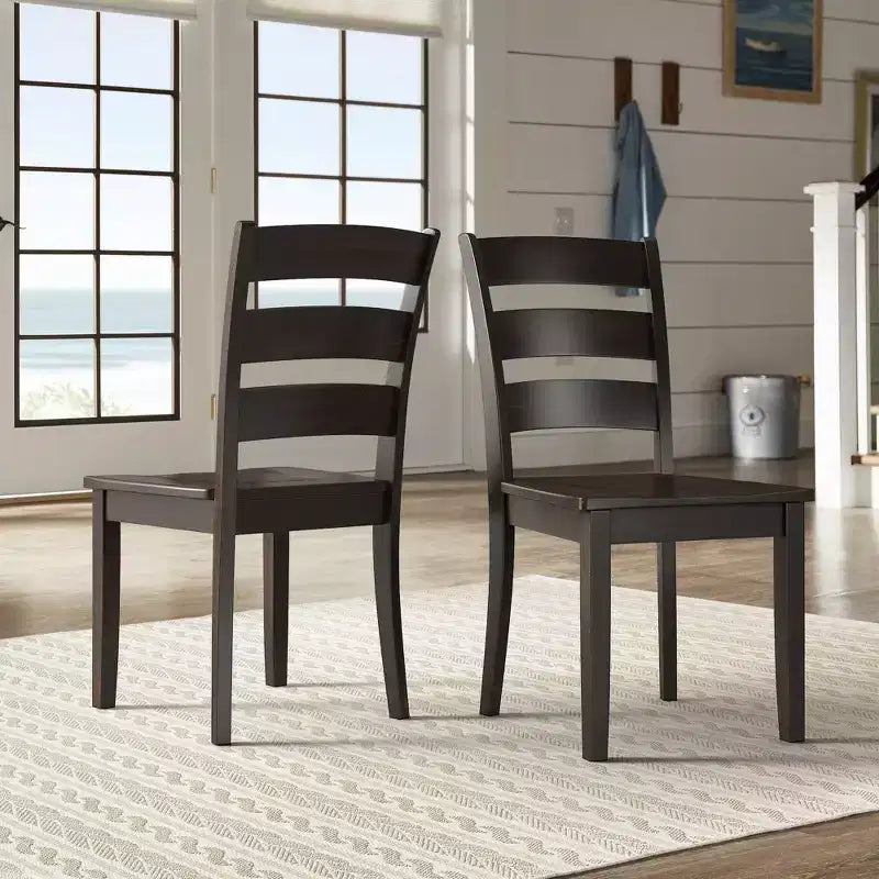 Chaises de salle à manger en bois à dossier échelle (lot de 2)