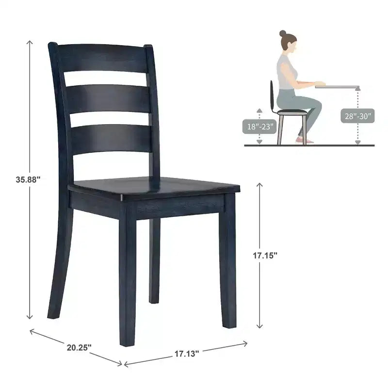 Chaises de salle à manger en bois à dossier échelle (lot de 2)