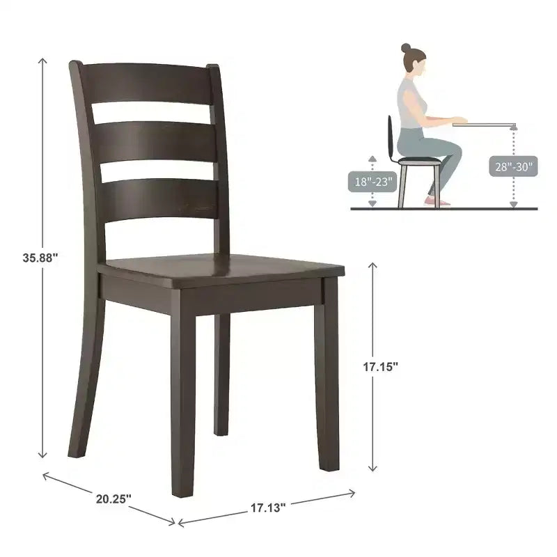 Chaises de salle à manger en bois à dossier échelle (lot de 2)