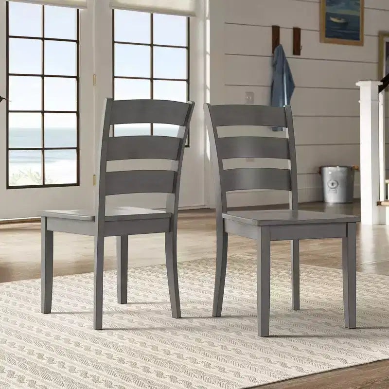 Chaises de salle à manger en bois à dossier échelle (lot de 2)