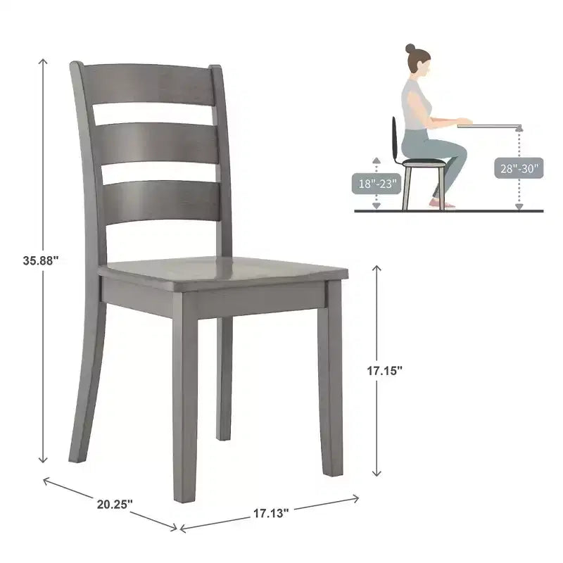 Chaises de salle à manger en bois à dossier échelle (lot de 2)