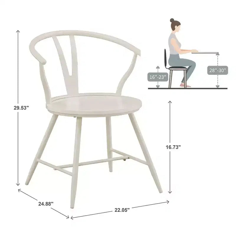 Chaise d'appoint en métal Wishbone avec assise en bois (lot de 2)