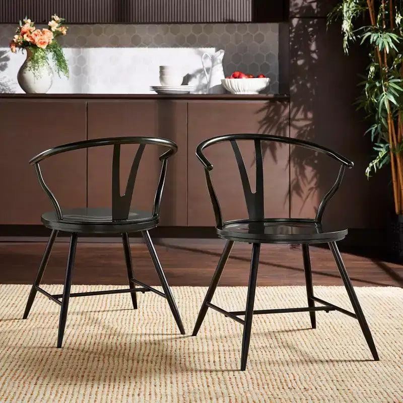 Chaise d'appoint en métal Wishbone avec assise en bois (lot de 2)