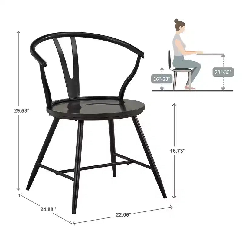 Chaise d'appoint en métal Wishbone avec assise en bois (lot de 2)