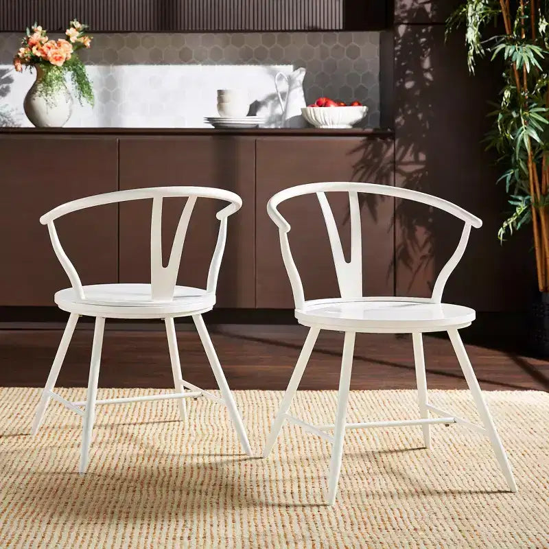 Chaise d'appoint en métal Wishbone avec assise en bois (lot de 2)