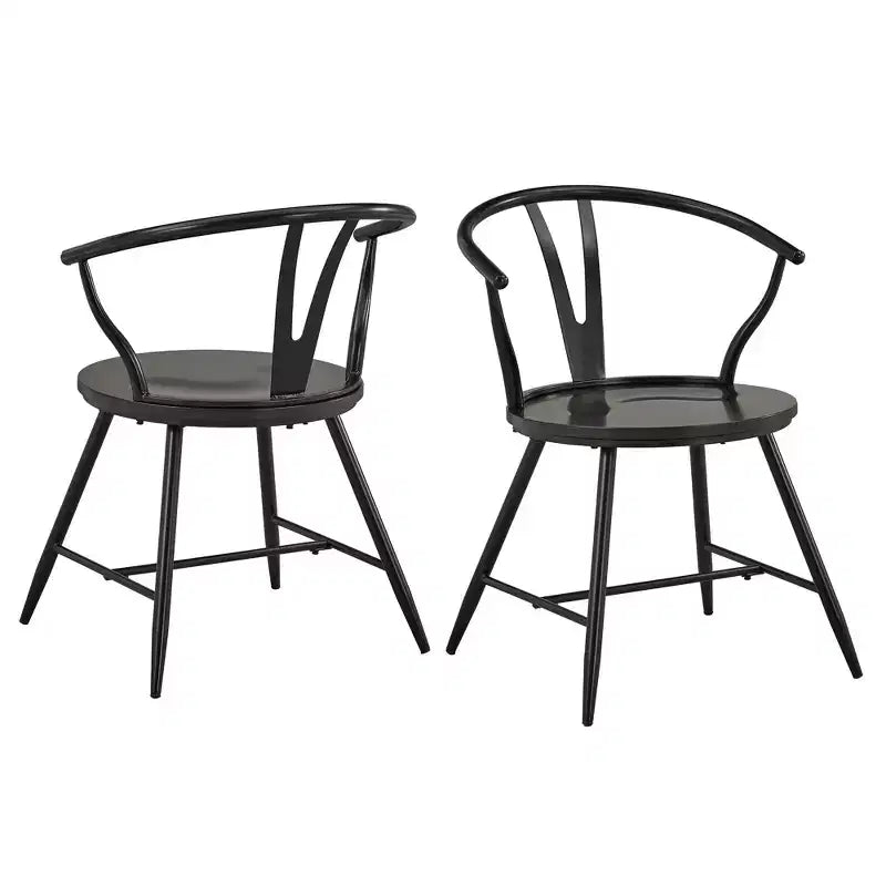 Norfolk Wishbone Back Metal Side Chair with Wood Seat (Set of 2) - iNSPIREQ
