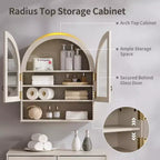 Armoire de salle de bain murale cintrée avec tiroir, 28 pouces, armoire à pharmacie moderne avec étagères réglables, rangement au-dessus des toilettes