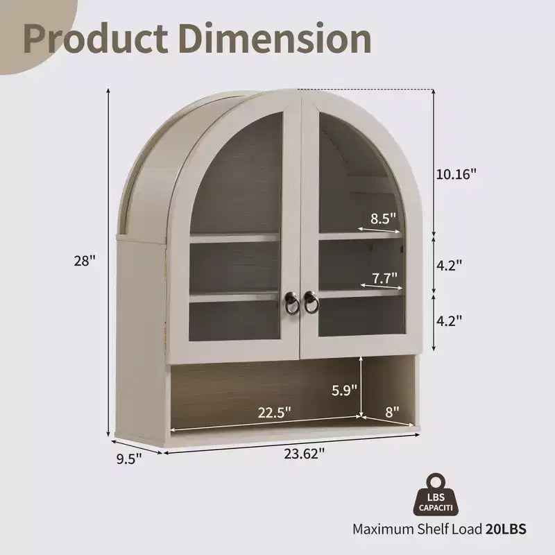 Armoire de salle de bain murale cintrée avec tiroir, 28 pouces, armoire à pharmacie moderne avec étagères réglables, rangement au-dessus des toilettes
