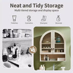 Armoire de salle de bain murale cintrée avec tiroir, 28 pouces, armoire à pharmacie moderne avec étagères réglables, rangement au-dessus des toilettes