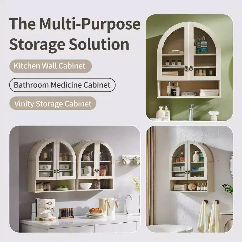 Armoire de salle de bain murale cintrée avec tiroir, 28 pouces, armoire à pharmacie moderne avec étagères réglables, rangement au-dessus des toilettes