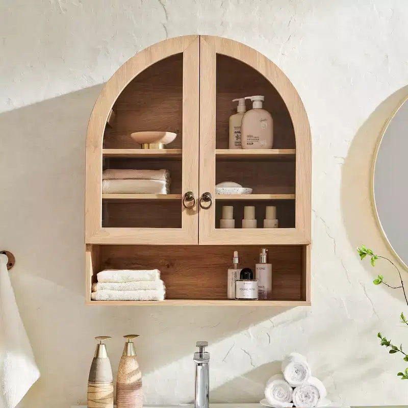 Armoire de salle de bain murale cintrée avec tiroir, 28 pouces, armoire à pharmacie moderne avec étagères réglables, rangement au-dessus des toilettes