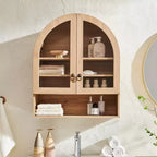 Armoire de salle de bain murale cintrée avec tiroir, 28 pouces, armoire à pharmacie moderne avec étagères réglables, rangement au-dessus des toilettes