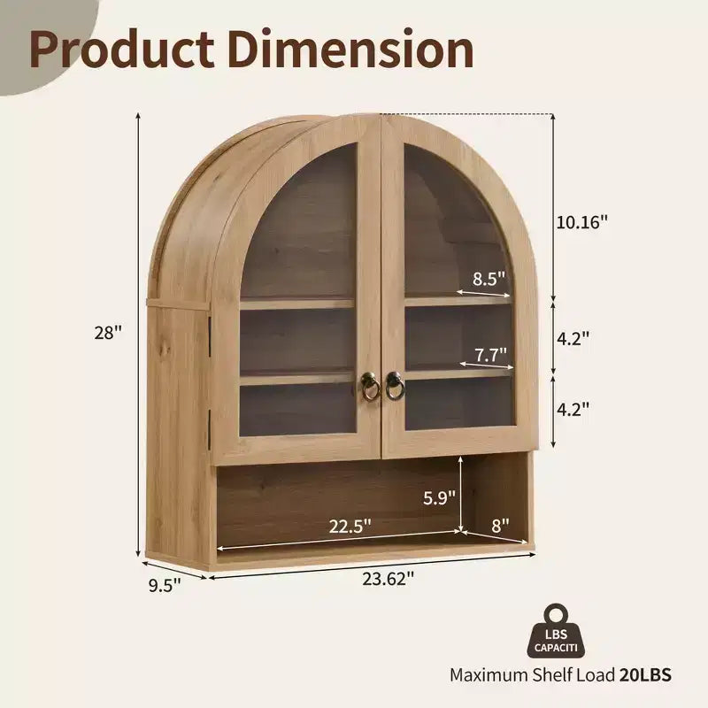 Armoire de salle de bain murale cintrée avec tiroir, 28 pouces, armoire à pharmacie moderne avec étagères réglables, rangement au-dessus des toilettes