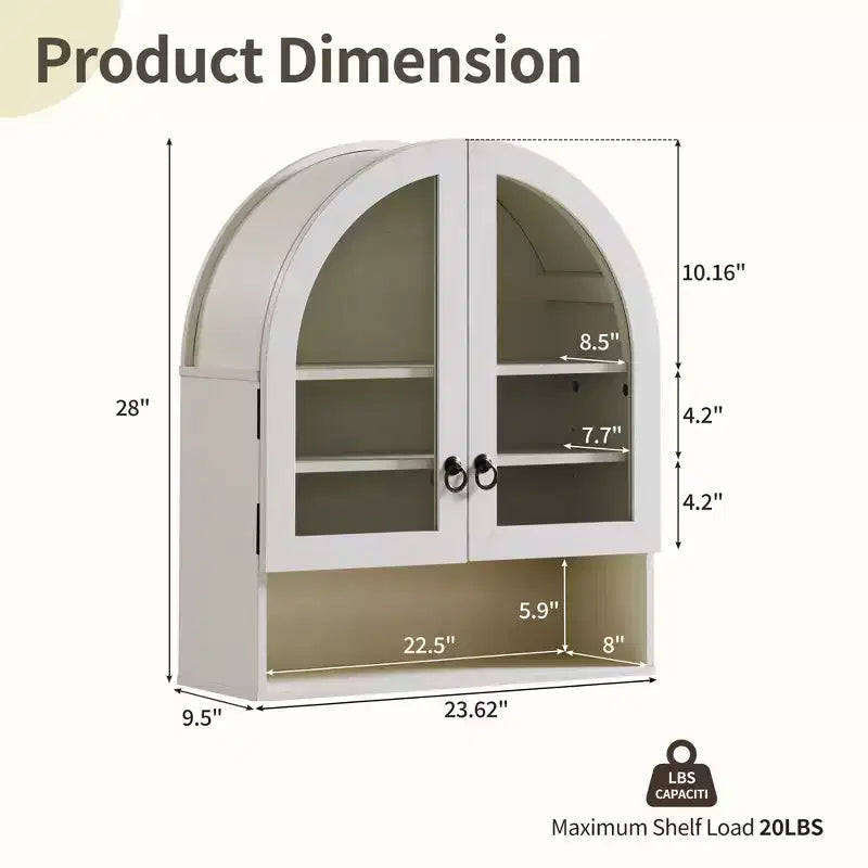 Armoire de salle de bain murale cintrée avec tiroir, 28 pouces, armoire à pharmacie moderne avec étagères réglables, rangement au-dessus des toilettes