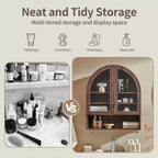 Armoire de salle de bain murale cintrée avec tiroir, 28 pouces, armoire à pharmacie moderne avec étagères réglables, rangement au-dessus des toilettes