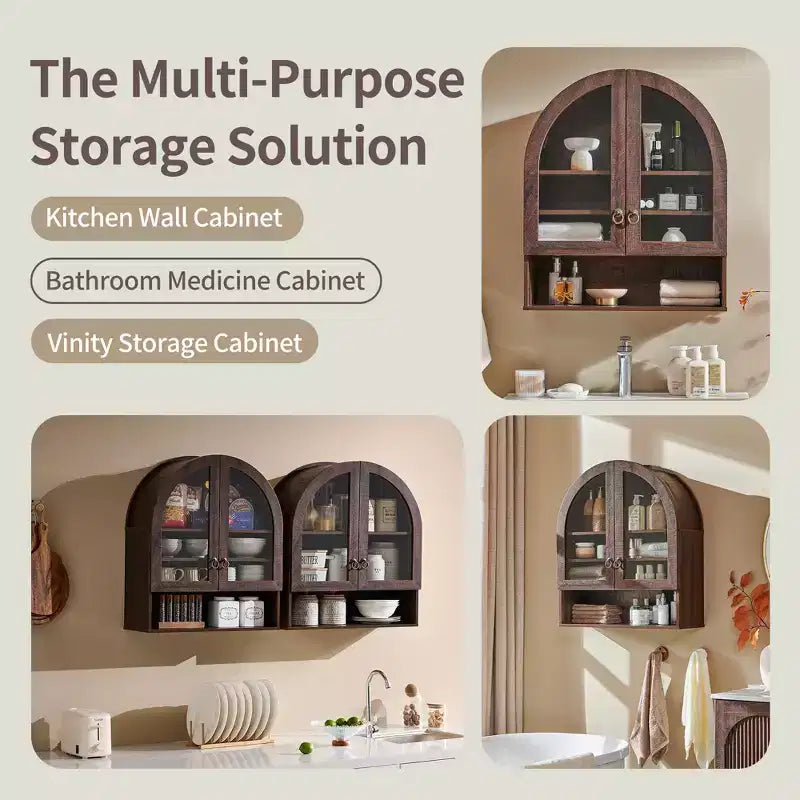 Armoire de salle de bain murale cintrée avec tiroir, 28 pouces, armoire à pharmacie moderne avec étagères réglables, rangement au-dessus des toilettes