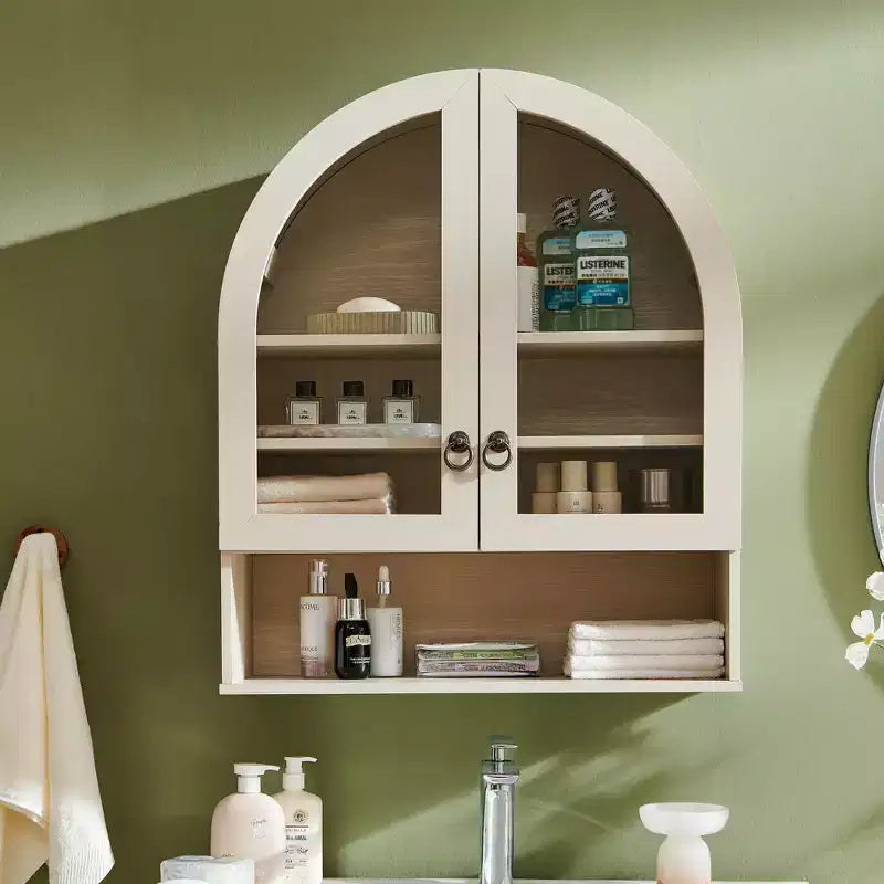 Armoire de salle de bain murale cintrée avec tiroir, 28 pouces, armoire à pharmacie moderne avec étagères réglables, rangement au-dessus des toilettes