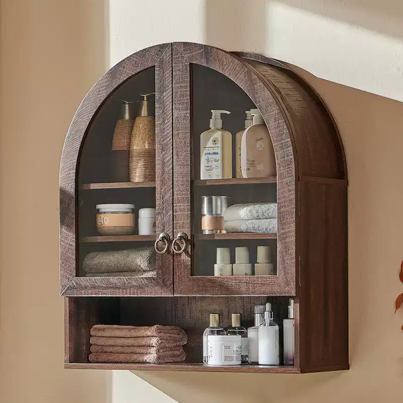 Arched Bathroom Wall Cabinet with Drawer, 28 Modern Medicine Cabinet with Adjustable Shelves, Over-Toilet Storage